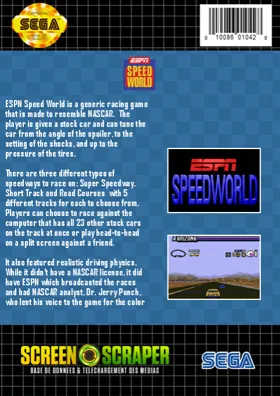 ESPN Speed World (USA) (Beta) box cover back